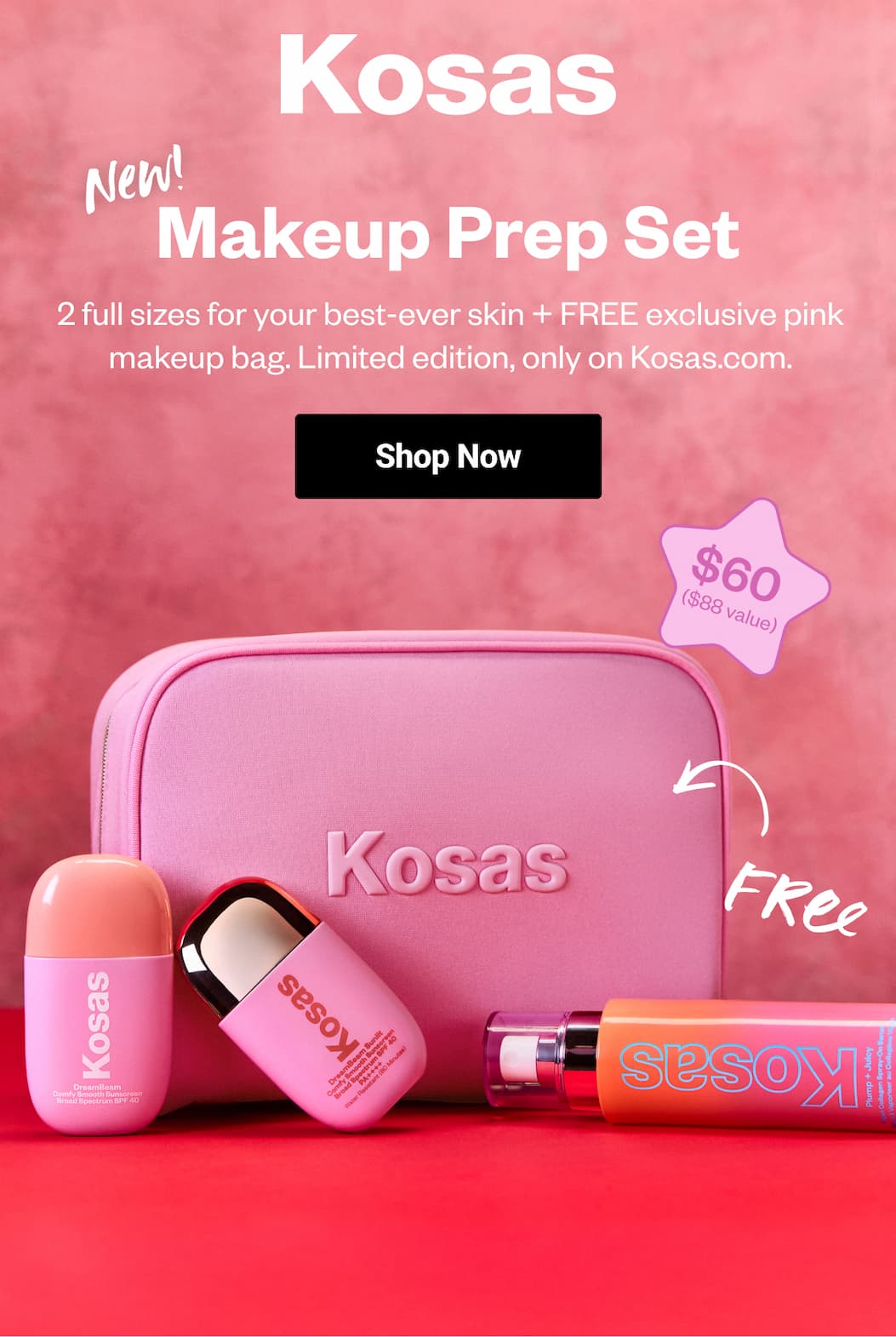 2 full sizes for your best skin ever + FREE exclusive pink makeup bag