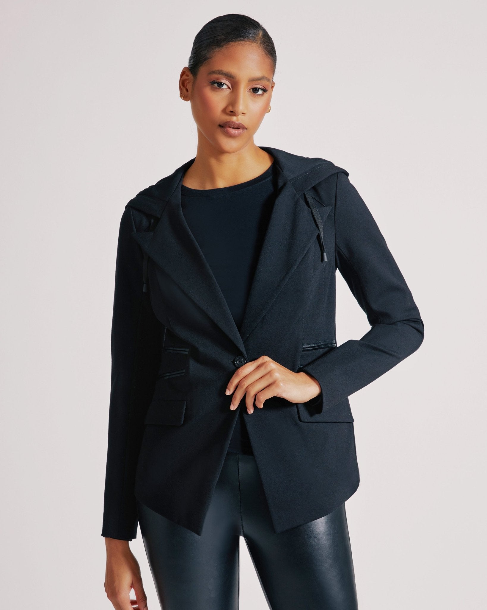 Image of GAYATRI HOODED BLAZER - BLACK