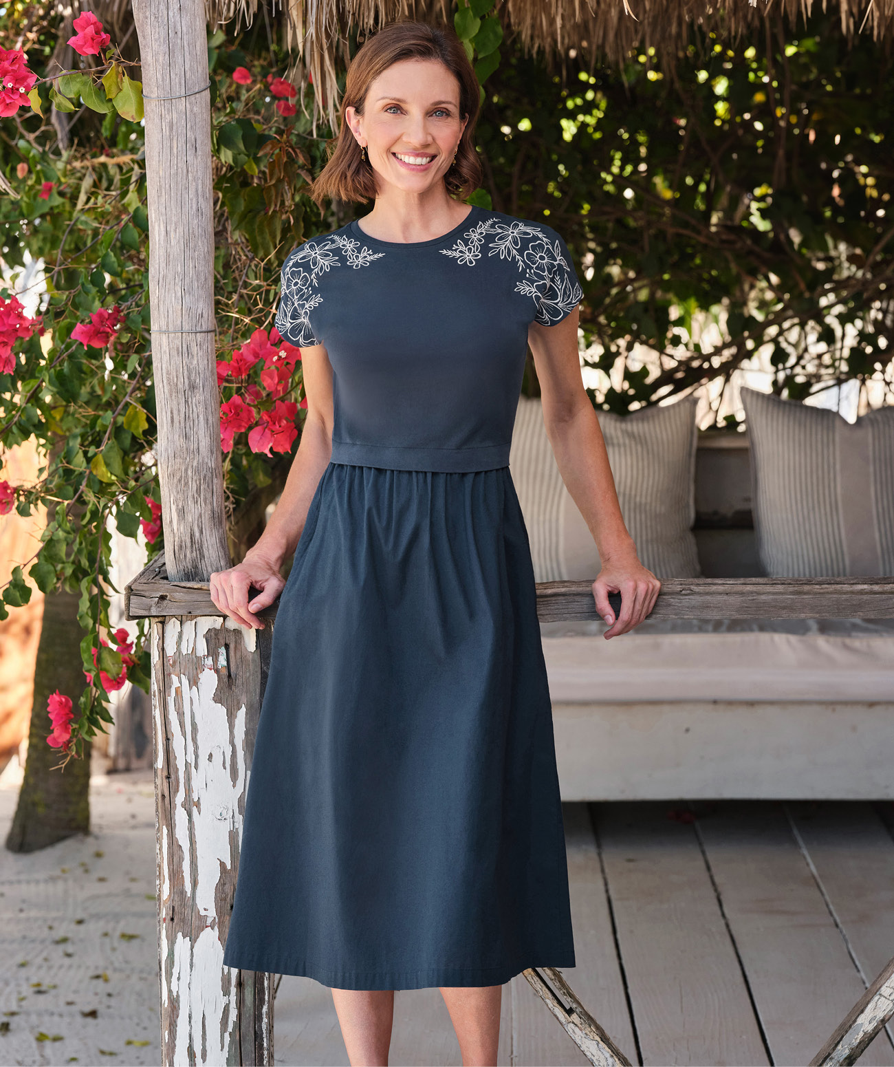 Mix Match Jersey Woven Dress