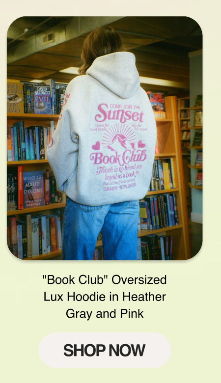 "Book Club" Oversized Lux Hoodie in Heather Gray and Pink
