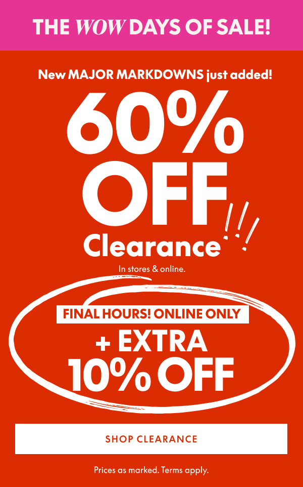 60% Off Clearance