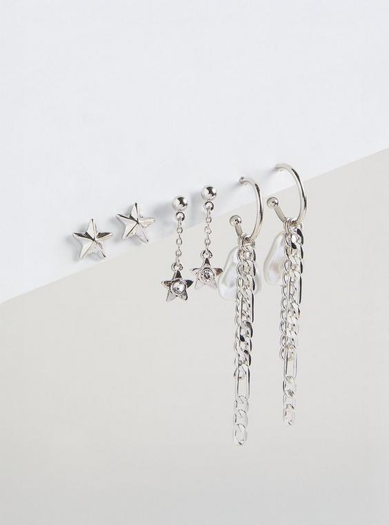 Star & Pearl Earring Set
