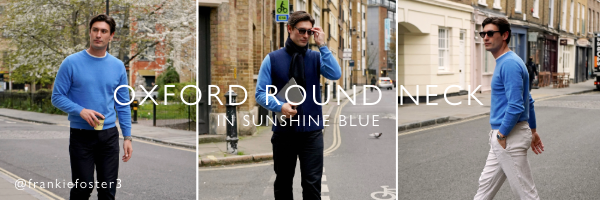 Men's Oxford Round Neck in Sunshine Blue