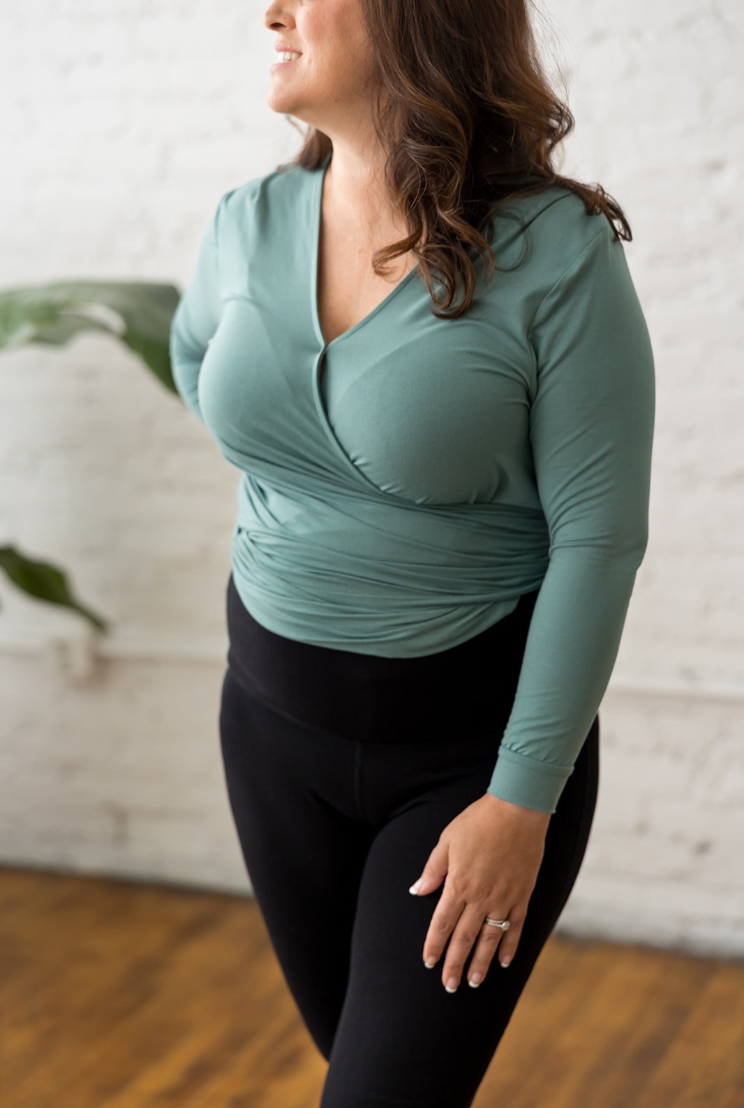 Nursing & Maternity Everywhere Long-Sleeve Wrap Blouse - Mineral