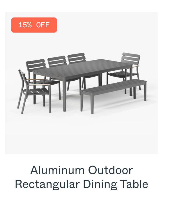 15% OFF Aluminum Outdoor Rectangular Dining Table