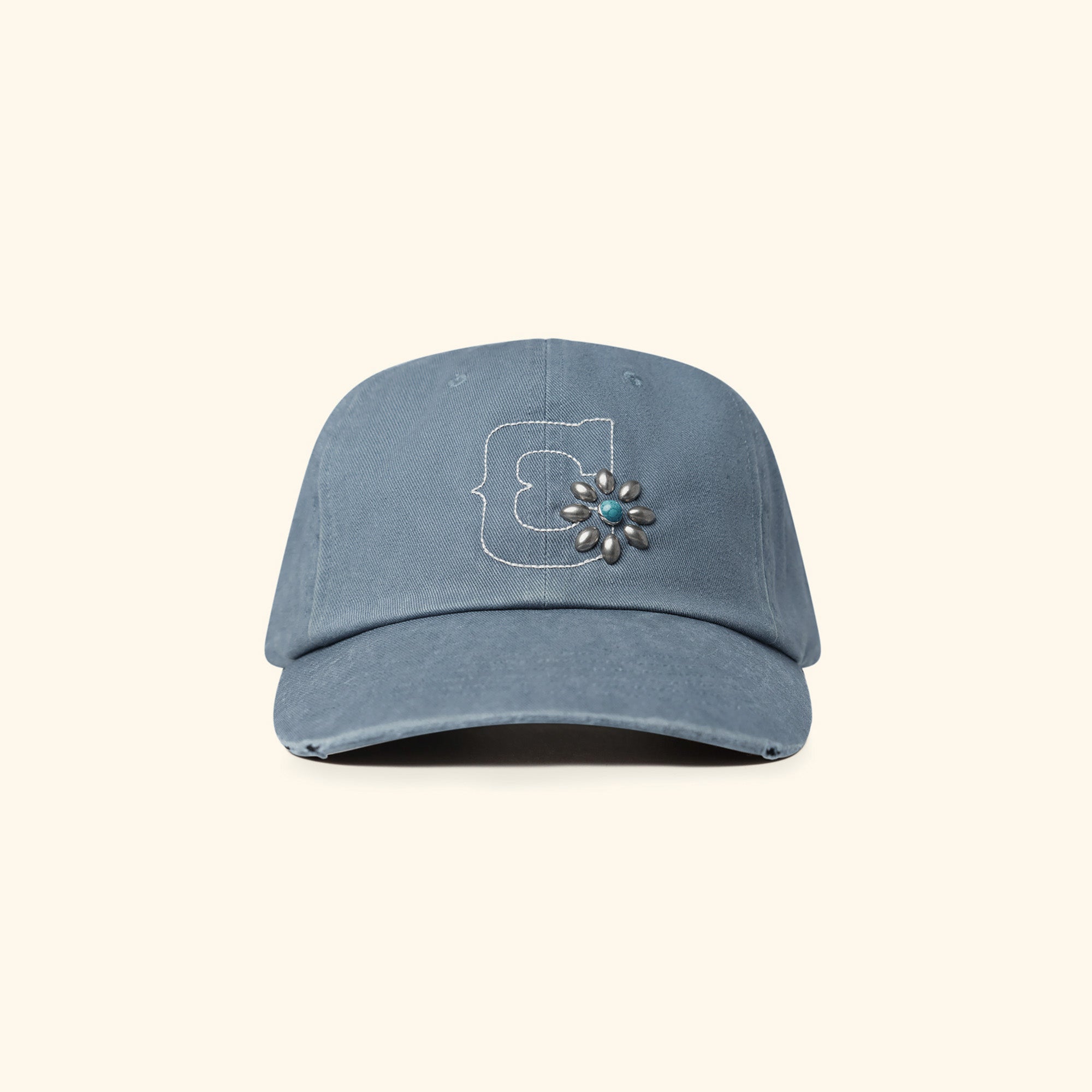 Image of Studded Unstructured Hat (Sun Faded Blue)