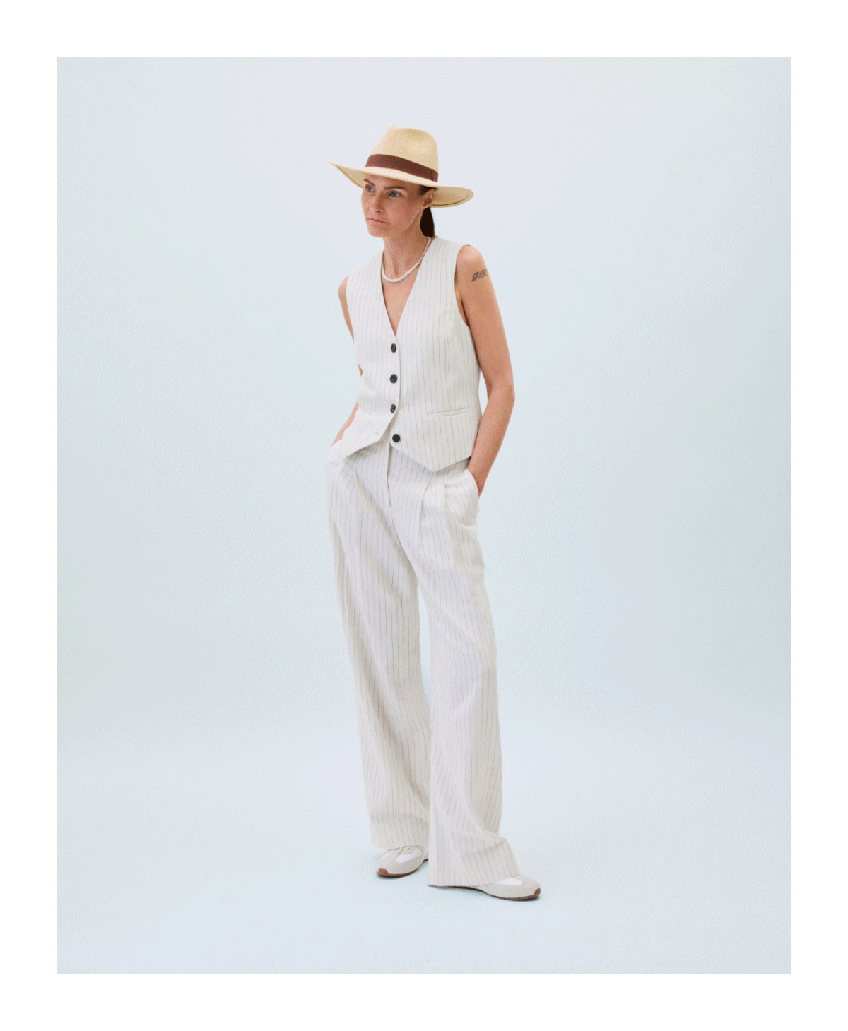 Linen Cotton Stripe Waistcoat