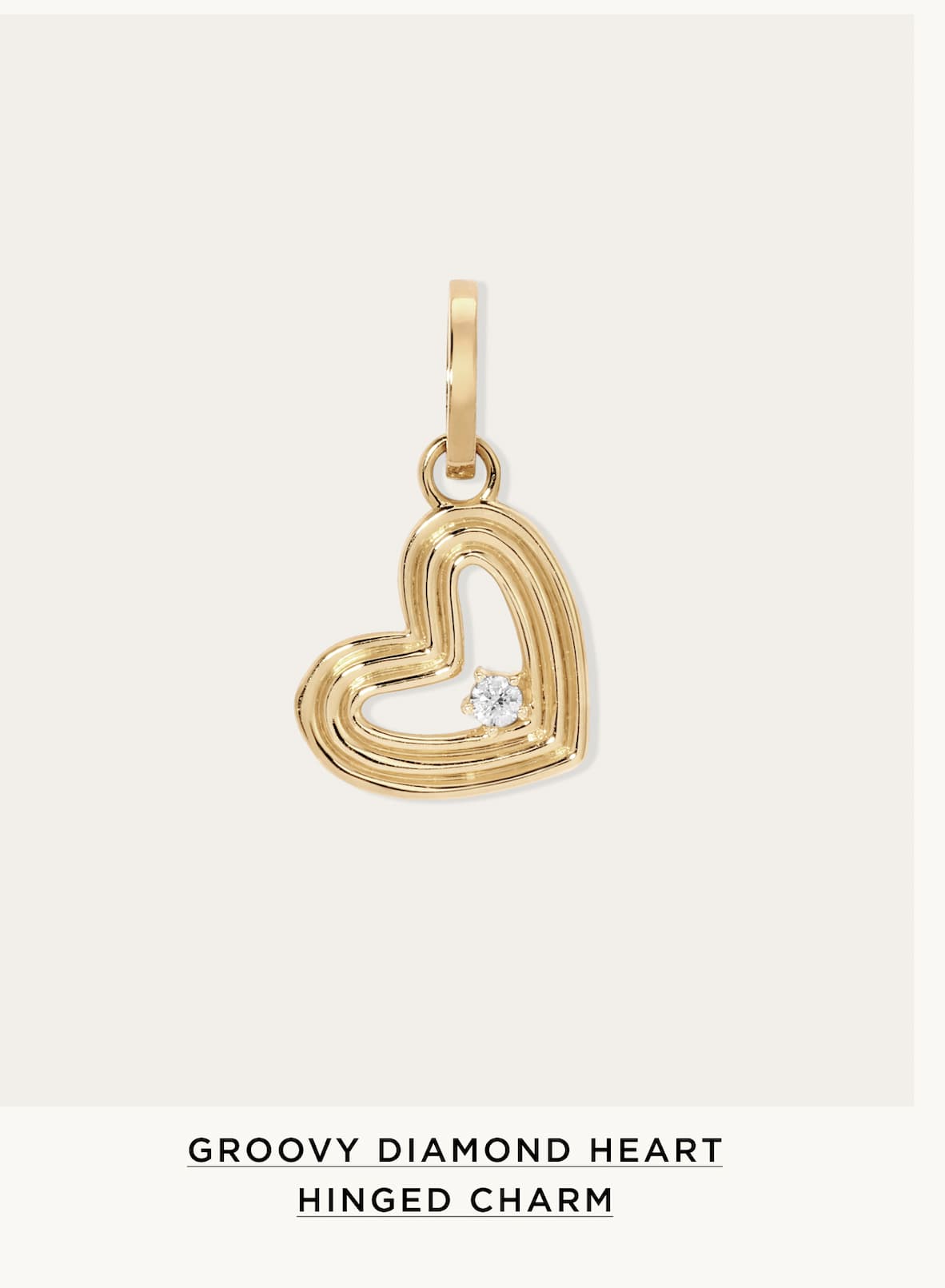 Groovy Diamond Heart Hinged Charm