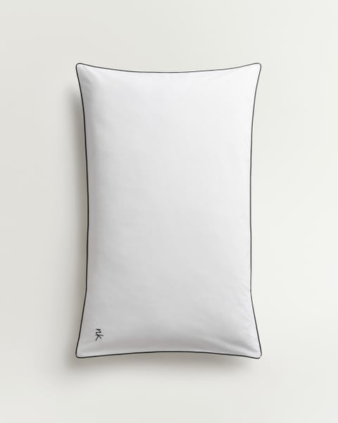 Image of Percale Pillow Case (Set of 2) – Crisp White/Black