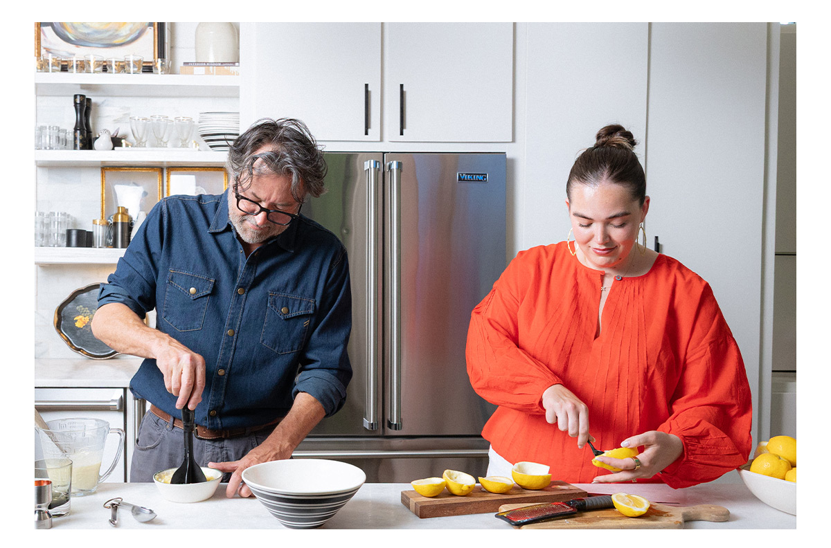 Billy Reid and his daughter, Abba Reed, prepare lemon posset.