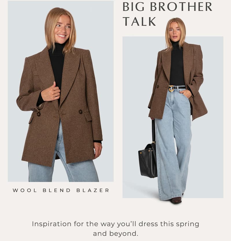 Big Brother Talk Wool Blend Blazer - Brown