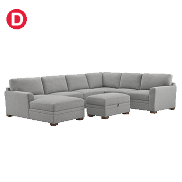 Thomasville Langdon Fabric Sectional with Chaise and Storage Ottoman