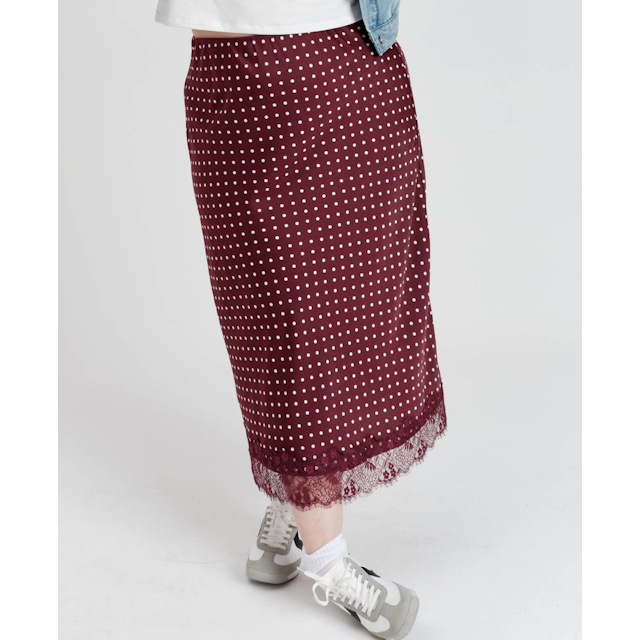 Women's Satin Lace Trim Skirt