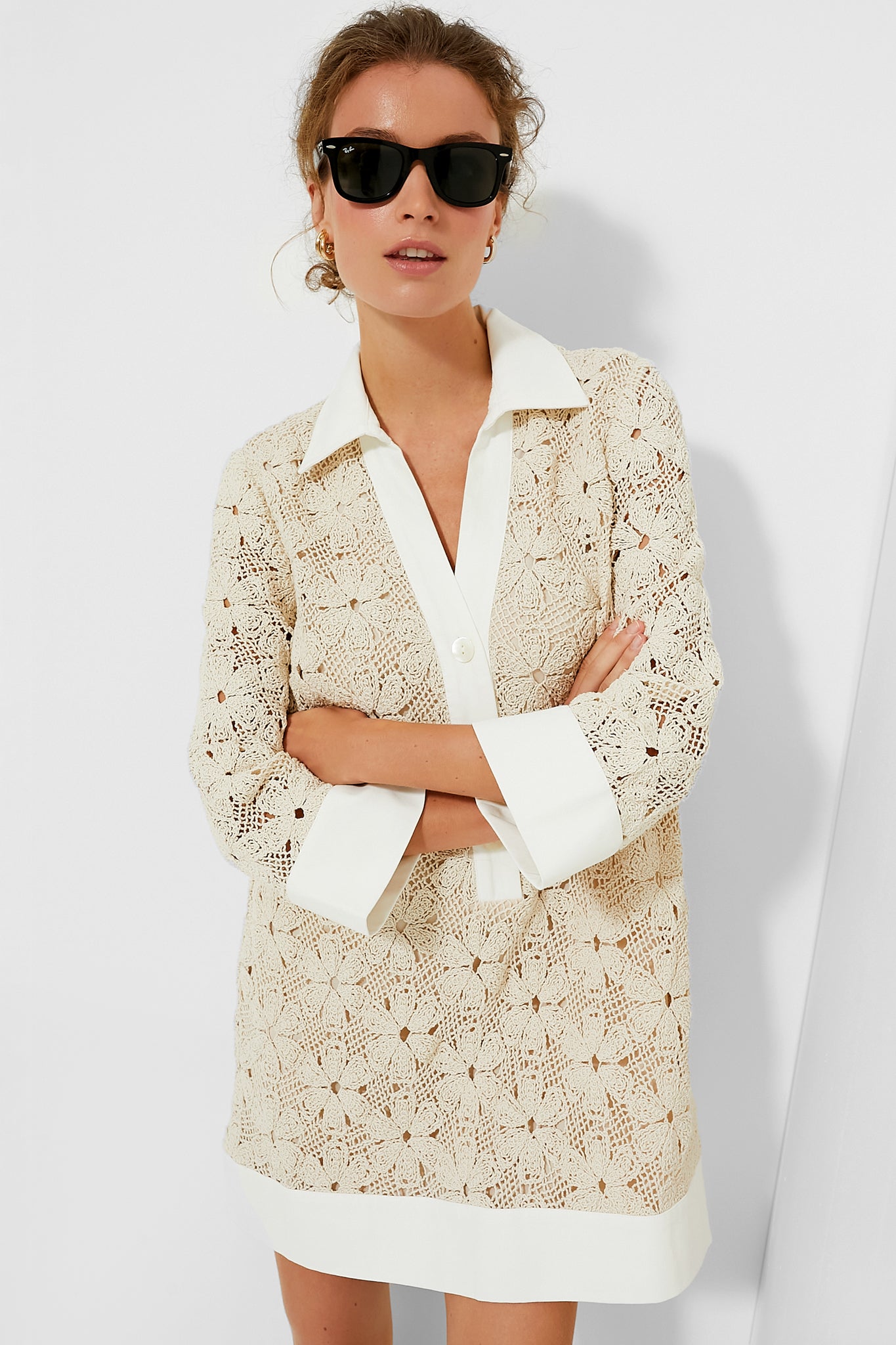 Image of Tan Crochet Collier Dress