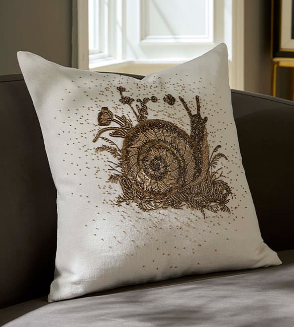 Botanist Snail Beaded Pillow