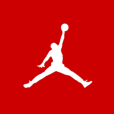 White Jordan Logo on red background