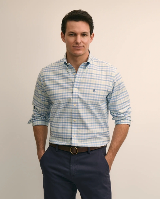 Image of Stretch Cotton Non-Iron Oxford Polo