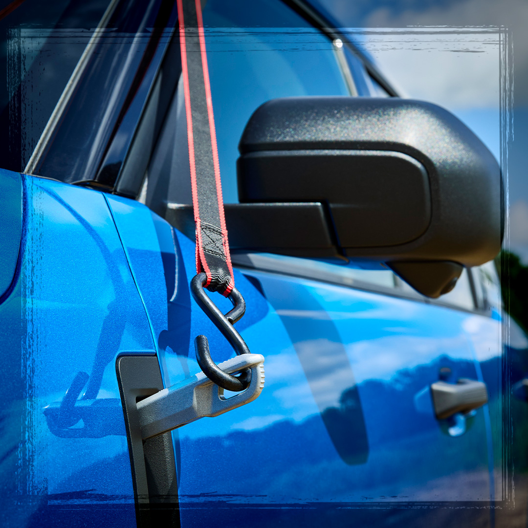 Side of a blue Ford Bronco Sport&reg; SUV with available fender tie‑downs shown