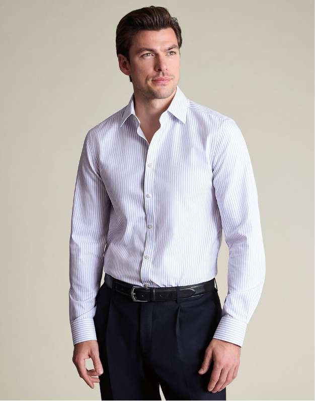 Non-Iron Royal Oxford Stripe Shirt - Lilac