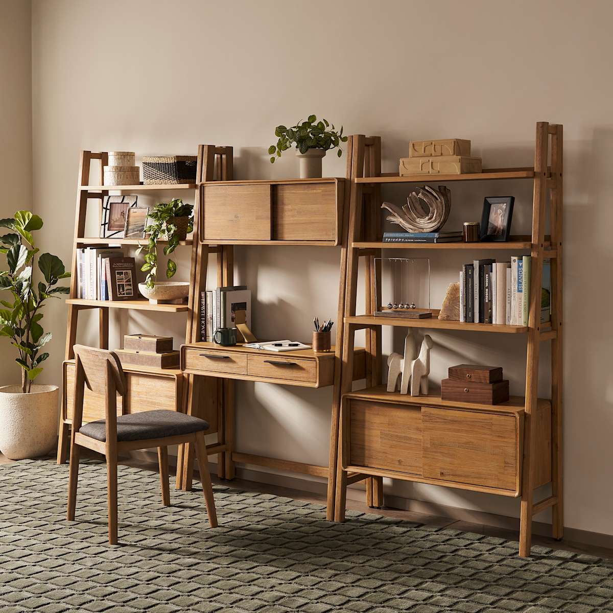 Image of Seb Wall Desk and Seb Bookshelf Large, Set of 2