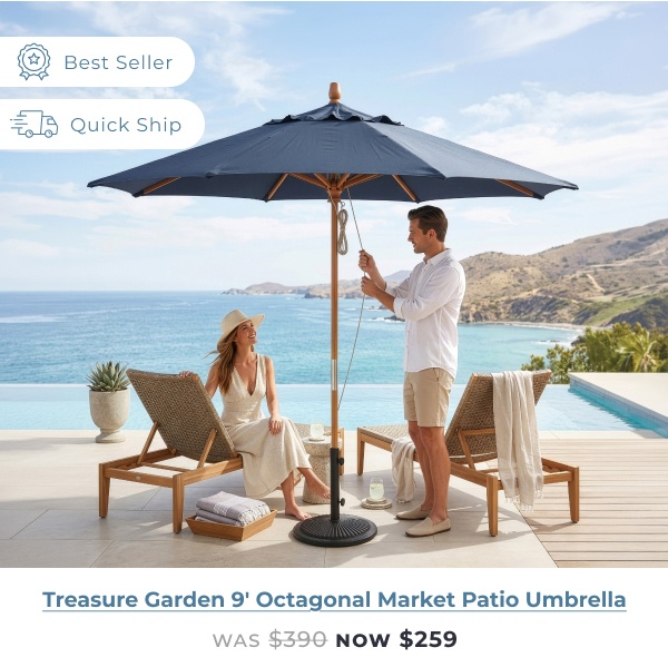 Treasure Garden 9' Octagonal Market Patio Umbrella
