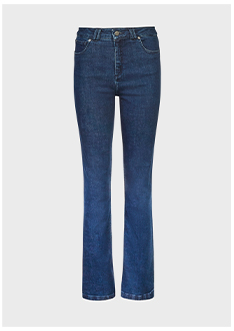 Dark Blue Wash Stretch Denim Jeans With Button Snap Details