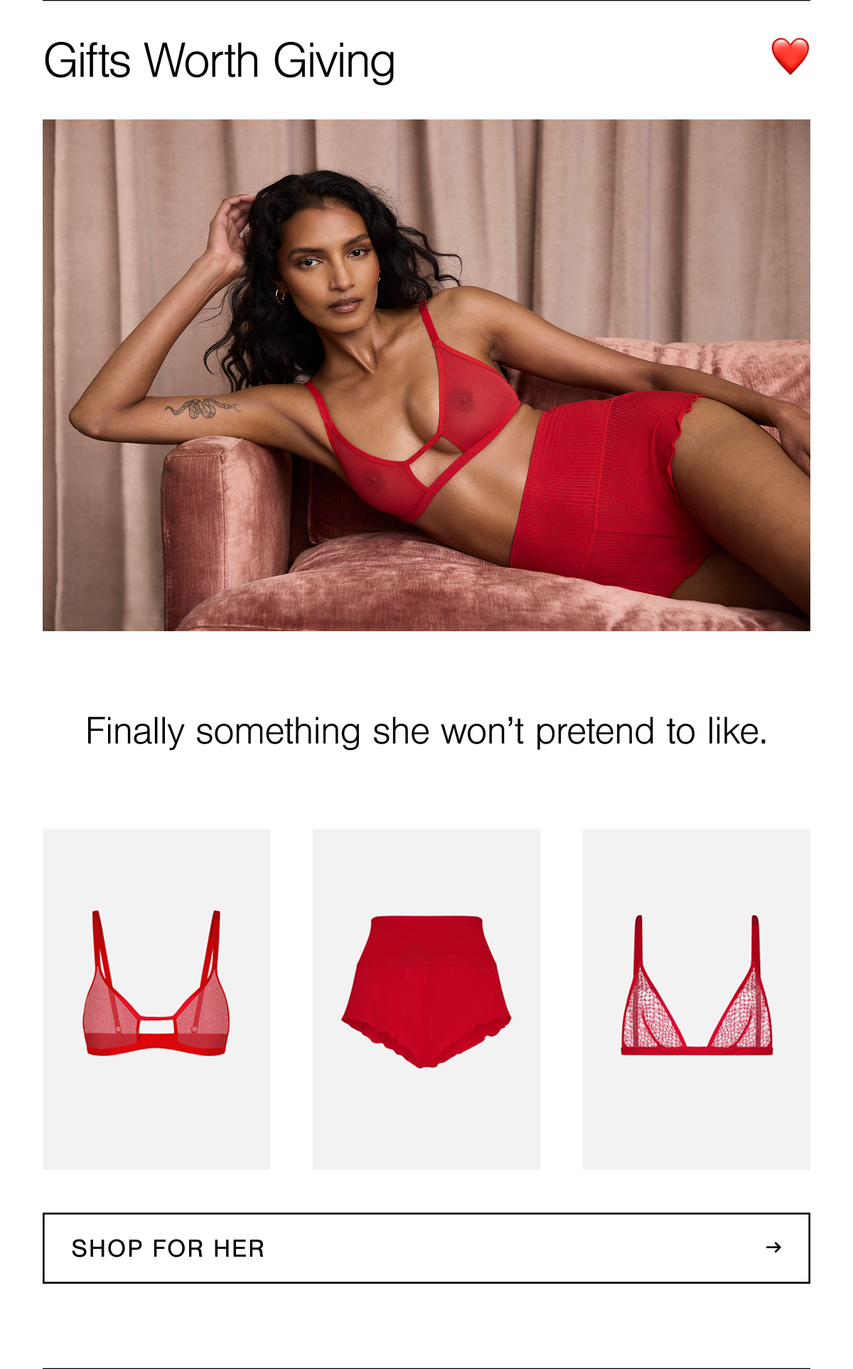 Best selling mesh bra with a cutout center paired with the perfect little sleep short in Cerise. Shop Gifts Worth Giving.