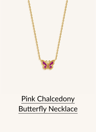 Pink Chalcedony Butterfly Necklace