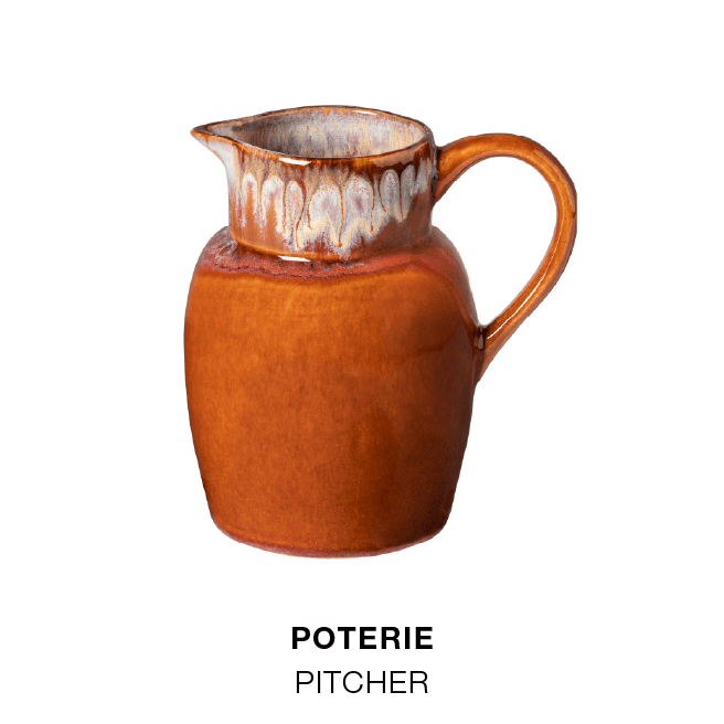 Block with the title Shop the Look and a grid of six Poterie products with photos and names: mixing bowl, serving bowl, pitcher, footed plate, cruet and spoon rest