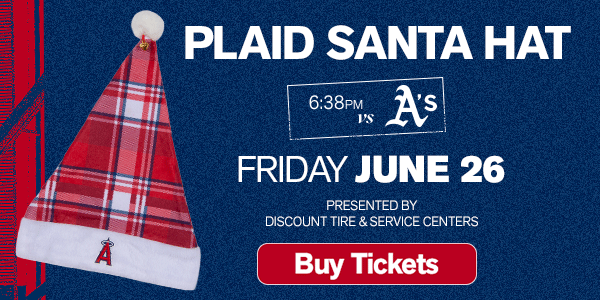 Plaid Santa Hat, Presented by Discount Tire & Service Centers - Friday, June 26, 6:38pm vs. Athletics - Buy Tickets