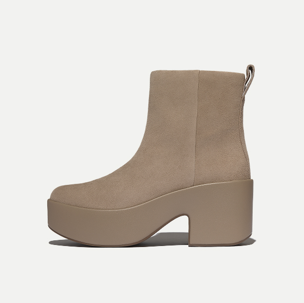 PLATFFORMS Suede Heeled Ankle Boots Image