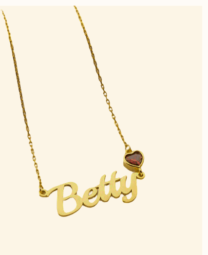 Name Necklace With Heart Birthstone