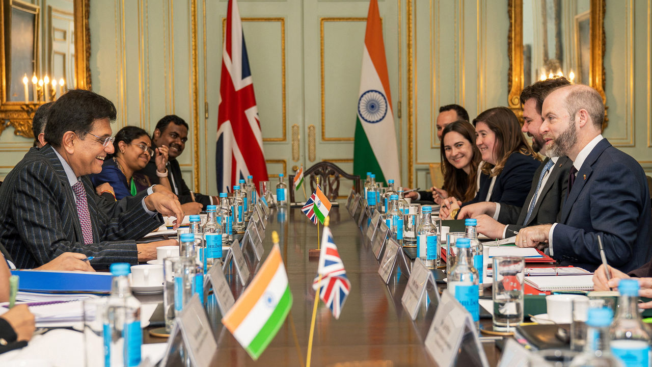 Britain's Secretary of State for Business and Trade Jonathan Reynolds meets Indian Minister of Commerce and Industry Piyush Goyal for trade talks, in London.