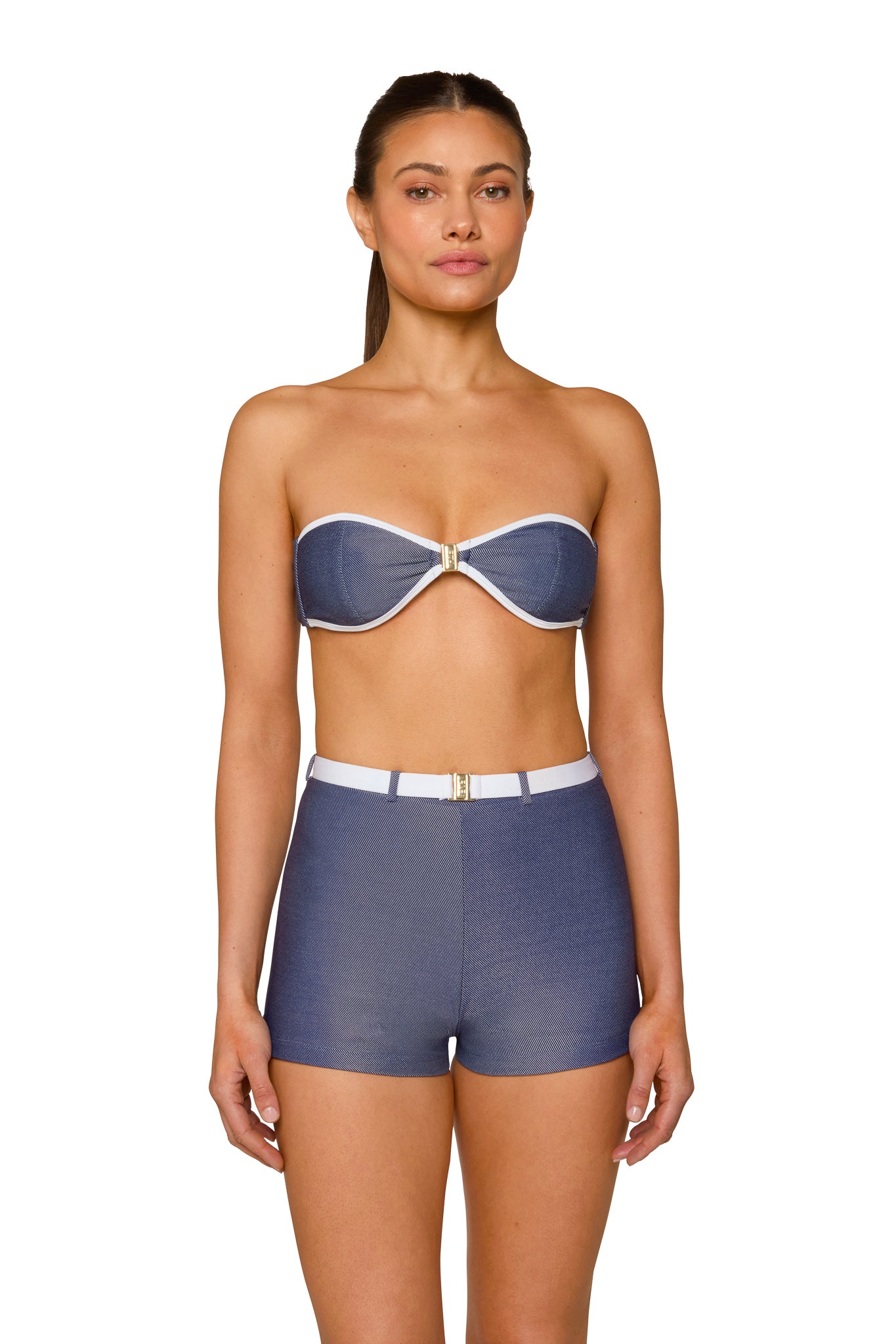 Image of GIA SHORTS DENIM & WHITE