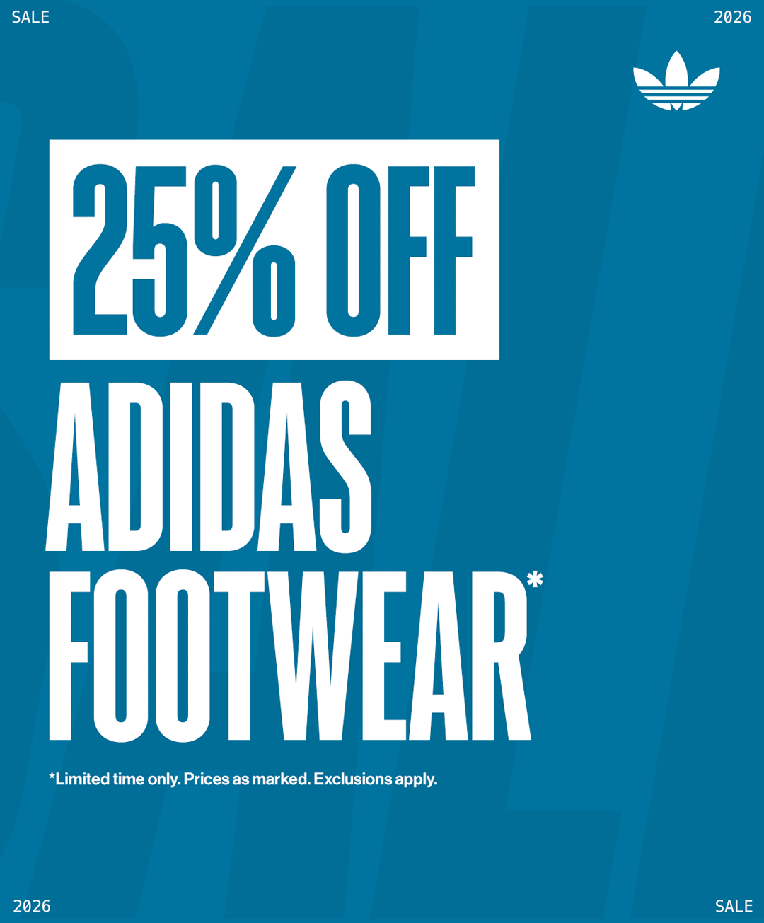 25% OFF ADIDAS FOOTWEAR