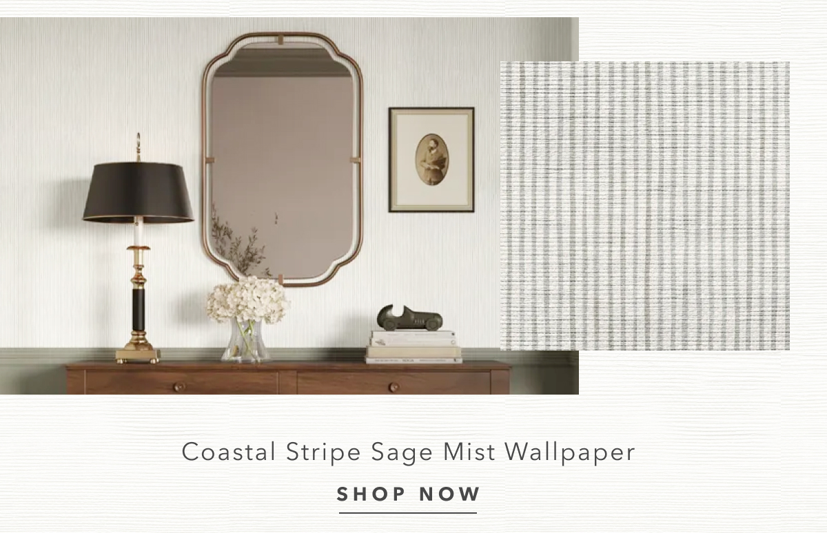 Coastal Stripe Sage Mist Grasscloth Wallpaper
