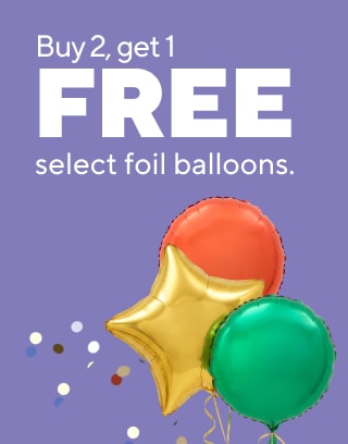 Epic parties start here
$10 off your party supplies purchase of $50 or more
Buy 2, get 1 FREE select foil balloons
Starting at $19.99 for inflated balloon bouquets
40% off custom cards, photo gifts, banners, posters & yard signs