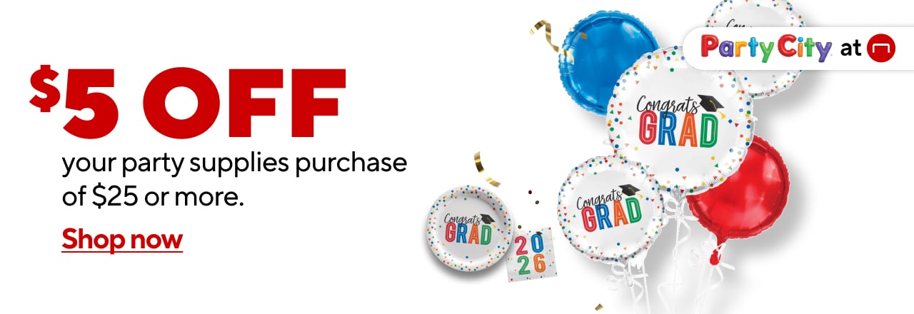 Party City: $5 off $25 Supplies