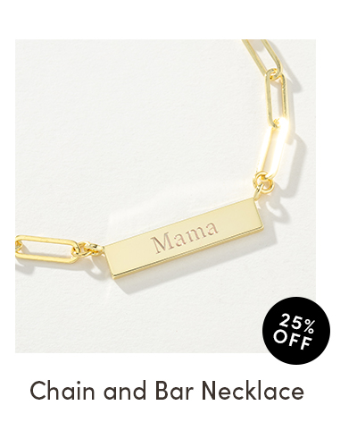 25% off the mama engraved chain and bar necklace