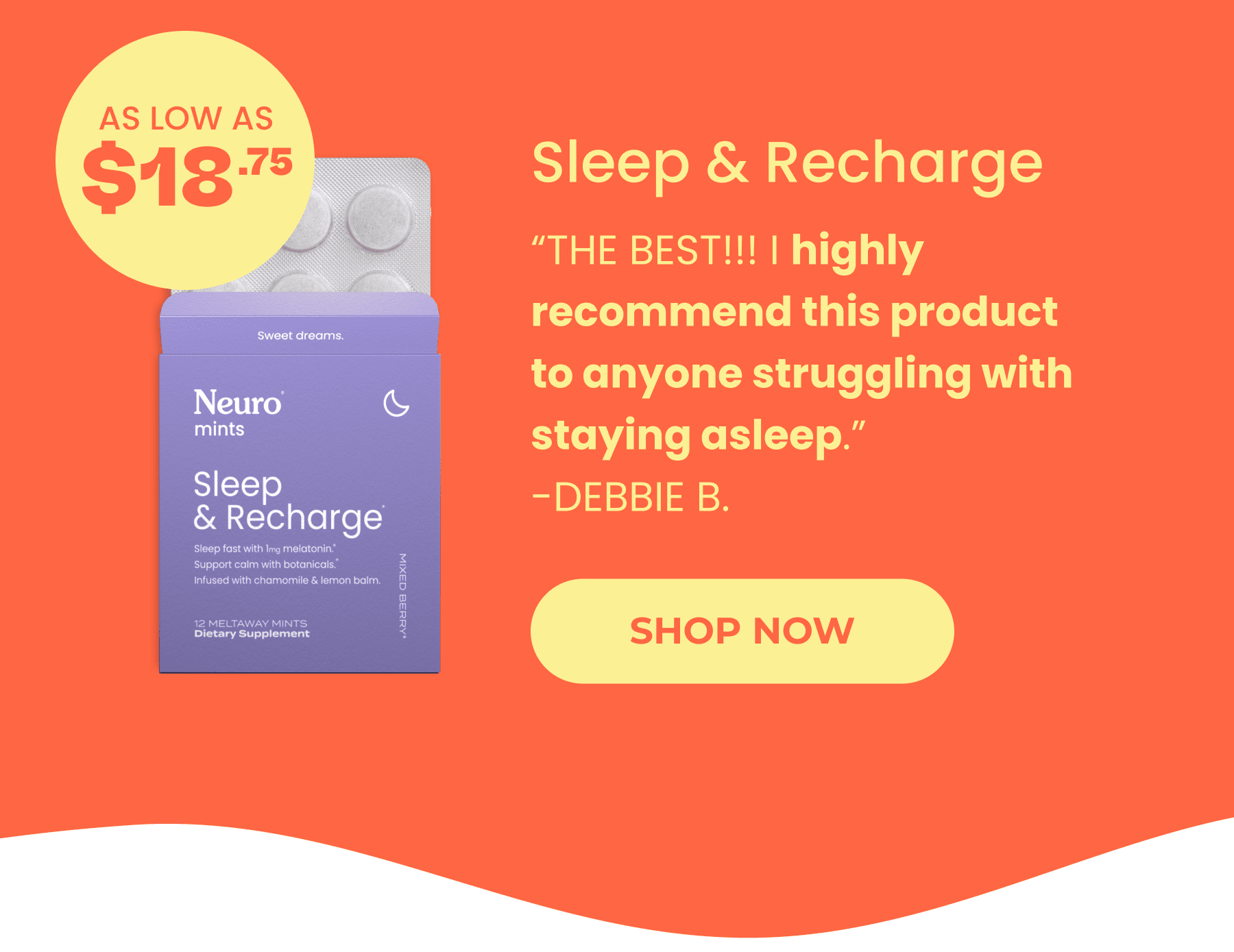 claim 25% off sleep & recharge