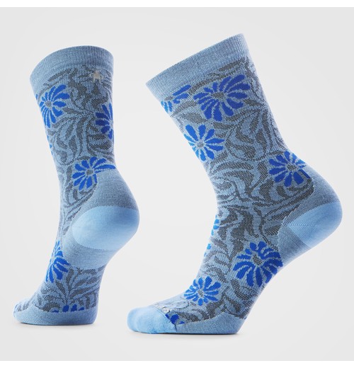 Women's Everyday Floral Crew Socks-Serene Blue / M