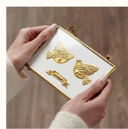 Personalised Brass Embossed Bird Framed Art