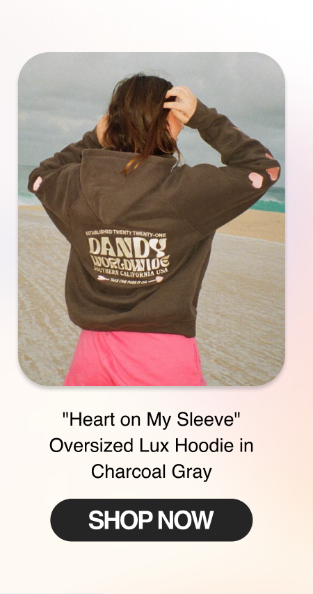 "Heart on My Sleeve" Oversized Lux Hoodie in Charcoal Gray