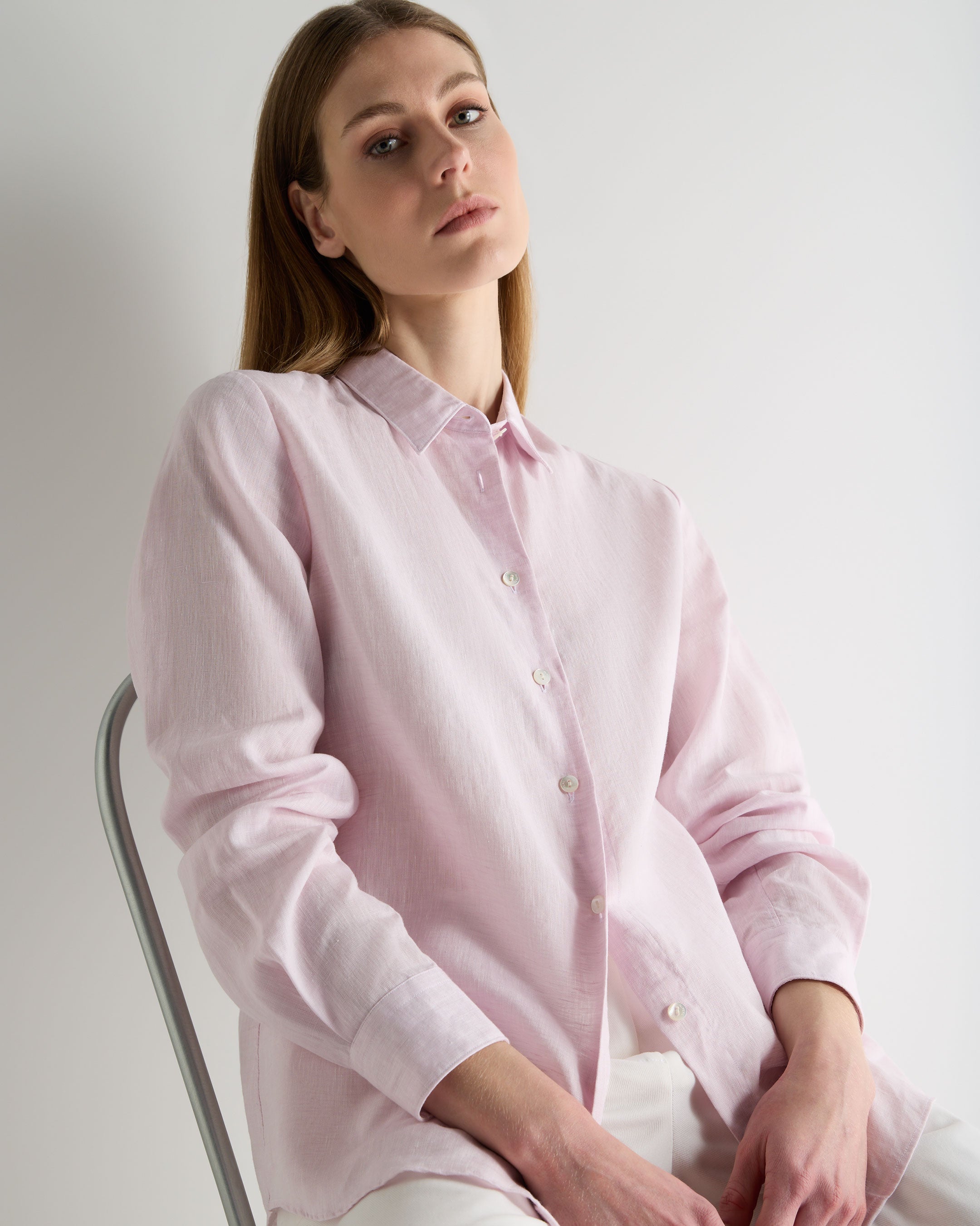 Image of Women's Rochelle Linen Shirt Rose Pink