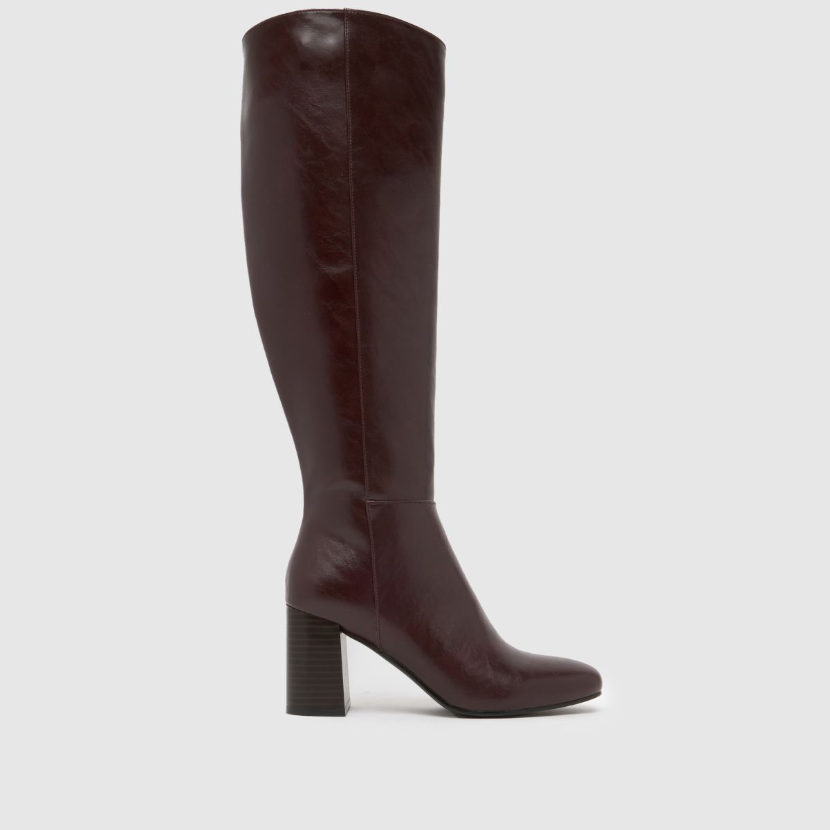 An image of a burgundy schuh knee high boot