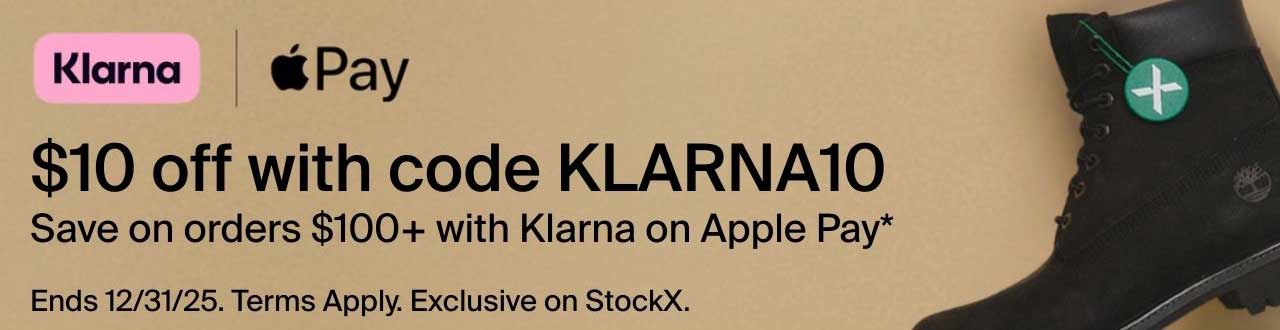 Use promo code KLARNA10 to get $10 off purchases of $100 or more