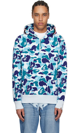 Blue ABC Camo Shark Half Zip Hoodie - BAPE