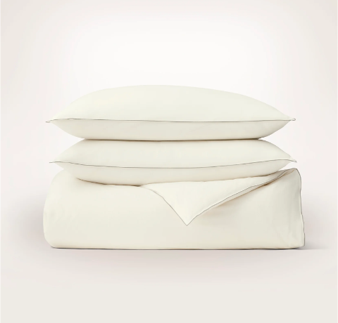 NOW ON SALE Waffle Bed Blanket in White/Oak Whipstitch