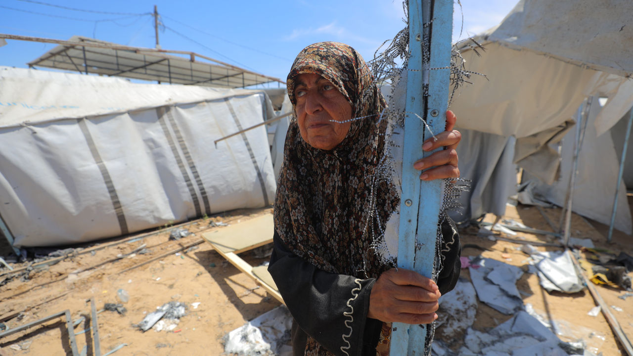 A view of the destruction following Israel's attacks on a camp in Deir al-Balah, Gaza on May 7th 2025