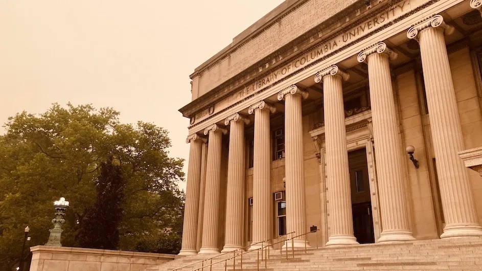 Low Memorial Library, Columbia University, covered in an orange haze, June 7, 2023.